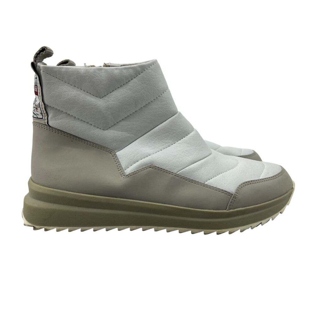 Franco Sarto Womens 10 Boot White Alps Bootie Zip Closure Runner Water Resistant